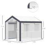 10' x 7' x 7' Greenhouse, Walk-in Outdoor Tunnel Green House with PE Cover, Steel Frame, 2 Roll-Up Zipper Doors & 4 Windows for Flowers, Vegetables, Tropical Plants, White - Image 3