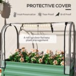Raised Garden Bed with Legs and Cover, Metal Elevated Planter Box with Bottom Shelf and Liner for Vegetables, Green - Image 4