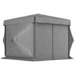 12' x 12' Hexagonal Pop Up Gazebo Canopy Tent with 5 Sidewalls, Outdoor Canopy Shelter with Carry Bag