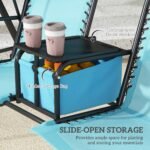 2 Person Porch Swing with Canopy, Storage Table, Cup Holder, Blue - Image 6