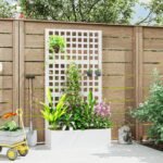 Galvanized Raised Garden Bed Planter Box with Trellis for Climbing Plants, Vegetable, Vines, 35" x 16" x 70", White - Image 2