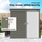 6' x 4' Outdoor Garden Shed, Metal Storage Shed with Lockable Door and Gloves for Backyard Garden Patio, Light Gray - Image 6