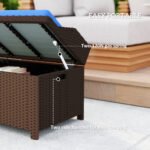 Outdoor Wicker Storage Bench with Storage & Cushion, Blue - Image 5