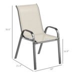 Set of 4 Outdoor Dining Chairs, Stackable Patio Chairs with High Back, Breathable Mesh Seat for Garden Lawn, Beige - Image 3