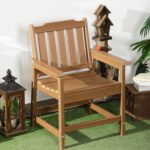 All-Weather Patio Chair, HDPE Patio Dining Chair, Heavy Duty Wood-Like Outdoor Furniture for Garden, Backyard, Deck, Porch, Lawn, Brown - Image 7