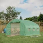 11.5' x 10' x 6.5' Walk-in Tunnel Greenhouse, Green House with Zippered Mesh Door, 7 Mesh Windows & Roll-up Sidewalls, Upgraded Gardening Plant Hot House with Galvanized Steel Hoops, Green - Image 2