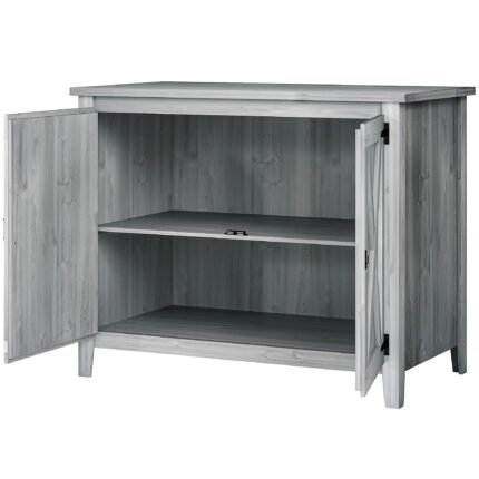 Wooden Outdoor Storage Cabinet with Storage Shelves, Light Gray