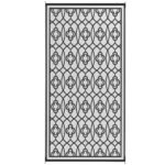 Reversible Outdoor Rug, Waterproof Plastic Straw with Carry Bag, 9' x 18', Black & White Lantern