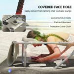 Tanning Chair with Face Hole and Side Table, 5-Position Folding Outdoor Chaise Lounge Chair, Beige - Image 5
