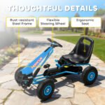 Kids Go Kart, Pedal Car with Adjustable Seat, EVA Wheels, Brake, for Boys & Girls Aged 3-8 Years Old, Blue - Image 7
