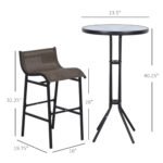 3 Piece Bar Height Outdoor Bistro Set for 2, Tan - Image 3