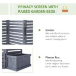 Wood Privacy Screen w/ 4 Planter Box, Raised Bed w/ 3 Panels & Drainage Holes - Image 4