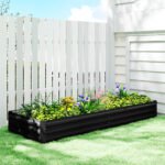 95" x 36" x 12" Galvanized Raised Garden Bed, Easy DIY and Cleaning for Growing Flowers, Herbs, Succulents, Black - Image 2