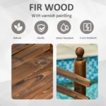 7.5' Fir Wood Garden Bridge Arc Walkway with Side Railings, Perfect for Backyards, Gardens, & Streams, Carbonized - Image 5