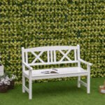 2-Seater Wooden Garden Bench, 4FT Outdoor Patio Loveseat with Unique X-Shape Back for Yard, Lawn, Porch, White - Image 2
