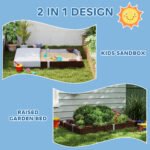 Kids Sandbox with Cover, 4 Corner Seats, Bottom Liner for Backyard, Garden, Outdoor, 73" x 47" x 9", Dark Brown - Image 8