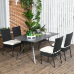 4 PE Rattan Outdoor Dining Chairs with Cushions, Patio Wicker Dining Chairs with Backrest, Black - Image 2
