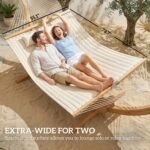 Outdoor Hammock 2-Person, with Pillow & Pad, 440 lbs Capacity, Cream White - Image 5
