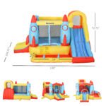 Kids Bounce House, 4-in-1 Rocket Inflatable Water Slide Jumping Castle with 2 Slides, Climbing Wall, Trampoline, & Water Pool Area, Air Blower - Image 3