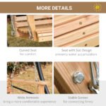 3-Seater Wood Porch Swing, Patio Swing Bench with Folding Coffee Table, Cup Holders, 440lbs Weight Capacity, Natural - Image 7