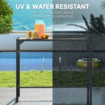 Outdoor Bar Table, Bar Height Patio Bar Table w/ Built-In Bottle Opener, Plastic Top with Wood Grain, 47.25" x 15" x 39" - Image 5