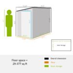 4' x 8' Lean to Garden Storage Shed, Outdoor Metal Tool House with Lockable Door Vents for Backyard Patio Lawn, Gray - Image 3