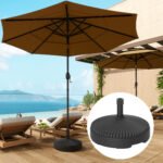 Round Patio Umbrella Base Holder, Heavy Duty Outdoor Umbrella Stand Base, Filled Up to 62lbs with Sand or 51lbs with Water for Garden, Poolside - Image 2