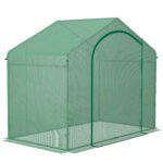 6' x 3' x 5' Portable Walk-in Greenhouse, PE Cover, Steel Frame Garden Hot House, Zipper Door, Top Vent for Flowers, Vegetables, Saplings, Tropical Plants, Green - Image 7