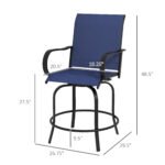 Outdoor Bar Stools Set of 2, 360° Swivel Bar Height Chairs, 26.75" x 29.5" x 48.5", Navy Blue - Image 3