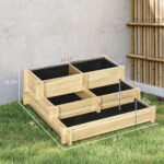 3 Tier Raised Garden Bed, Water Draining Fabric for Soil, Elevated Wood Flower Box for Vegetables, Herbs, Natural - Image 3