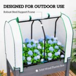 Raised Garden Bed with PE Greenhouse Cover Outdoor Planter Box for Herbs and Vegetables, 35 x 22 x 47 inch, Dark Gray - Image 7
