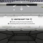 10' x 13' Patio Gazebo w/ Aluminum Frame Double Roof, Outdoor Gazebo Canopy Shelter with Netting & Curtains, Gray - Image 5
