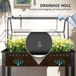 Elevated Garden Box with Greenhouse Cover, Raised Garden Bed with Legs and Drainage Hole for Vegetables, Black - Image 6