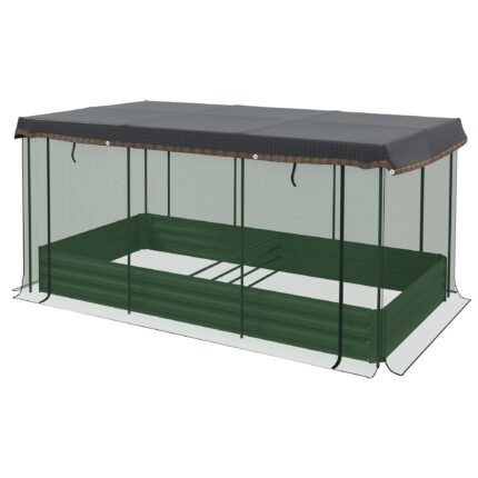 Galvanized Steel Planter Box with Crop Cage and Shade Cloth