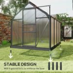 Polycarbonate Greenhouse, Heavy Duty Outdoor Aluminum Walk-in Green House Kit Vent Door, 6.2'x8.3'x6.6' Gray - Image 6