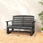 Patio Glider Bench w/ HDPE Slatted Double Rocking Chair, Black - Image 3