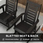 2 Pieces Outdoor Rocking Chairs, HDPE Patio Rockers with 28" High Back, Wide Armrests for Porch Backyard, Black - Image 7