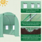 15' x 7' x 7' Walk-in Tunnel Hoop Greenhouse, Green House for Outside with PE Cover, Steel Frame, Roll-Up Zipper Door & Windows for Flowers, Vegetables, Tropical Plants, Green - Image 6