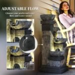 33.5" Water Fountain, 4-Tier Resin Cascading Bowls Outdoor Waterfall Fountain with LED Lights, Pump - Image 5