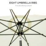 9 ft Cantilever Umbrella with Push Button Tilt and Crank Tassles and 8 Ribs Shade Umbrellas for Garden - Image 7