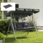 59" Tufted Bench Cushions & Throw Pillows, Replacement Bench Seat Pad, Back & 2 Pillows for Outdoor Furniture, Charcoal - Image 7