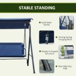3-Person Porch Swing with Stand, Outdoor Swing for Patio Porch with Adjustable Tilt Canopy and Comfortable Swing Bench-Style Seat, Steel Frame, Dark Blue - Image 5