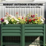 Raised Garden Bed Galvanized Steel, Elevated Planter Box with Storage Shelf, Bed Liner, 31.5" High, Green - Image 5