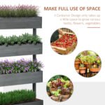 Outdoor Wooden Vertical Garden Planter, 4 Tier Planter Box, Self-Draining for Flowers, Vegetables, Herbs, Gray - Image 4