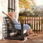 Patio Glider Bench w/ HDPE Slatted Double Rocking Chair, Distressed Black - Image 4