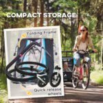 3-in-1 Bike Trailer for Kids, Running Stroller with 2 Seats, Jogging Cart with 5-Point Harness, Storage Units, Blue - Image 6