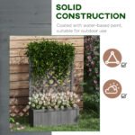 46" Wooden Planter with Trellis, Raised Garden Bed to Grow Vegetables, Herbs, Flowers for Backyard, Patio, Gray - Image 7
