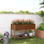 Galvanized Raised Garden Bed, Metal Planter Box with Legs, Storage Shelf and Bed Liner, Dark Brown - Image 2