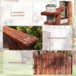 Oversized Adirondack Chair, Outdoor Fire Pit and Porch Seating, Classic Log Lounge w/ Built-in Cupholder, Brown - Image 8