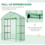 56" x 29" x 77" Walk-in Greenhouse, Garden Hot House with 3 Tier Shleves, Roll-Up Door and PE Cover, Green - Image 6